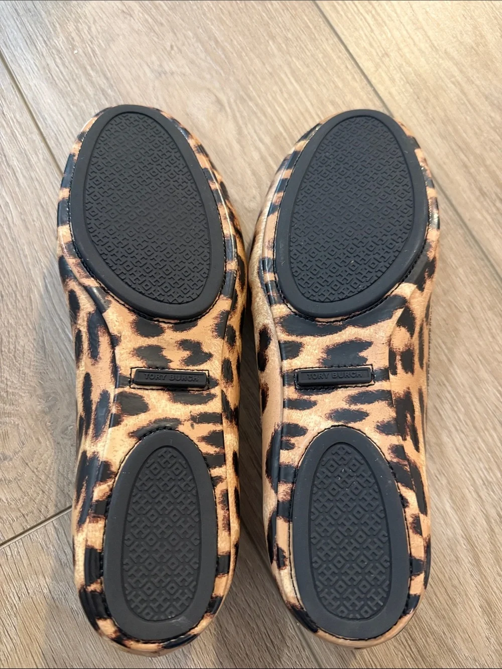 Tory Burch Leopard Print Ballet Flats with Black Medallion